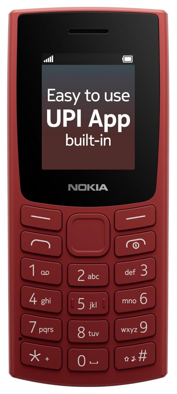 Nokia All-New 105 Single Sim Keypad Phone with Built-in UPI Payments, Long-Lasting Battery, Wireless FM Radio | Red