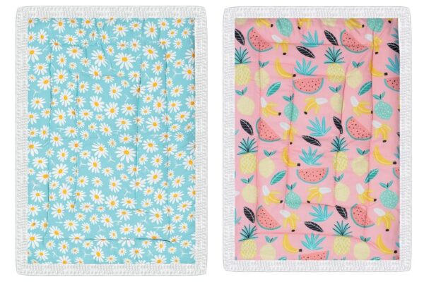 ONDOLL Combo Newborn Baby Pom Pom Cotton Baby Bed | Godari | Cradle Bed | Crib Sheet | Changing Mat Baby Godadi | Godari | Bedding Set | Mattress_Pack of 2 Piece_(20 * 30 Inch)_(V_i_668787_Multicolor)