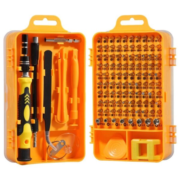 115 in 1 affordable version wholesale watch mobile phone disassemble repair tool chrome vanadium steel screwdriver set yellow