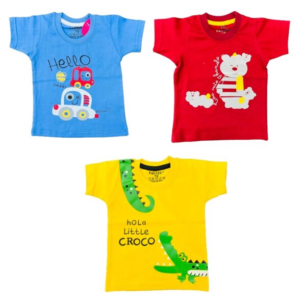 Fareto Baby's & Kid's 100% Cotton Half Sleeves T-Shirt(Pack of 3) (2-3 Years)