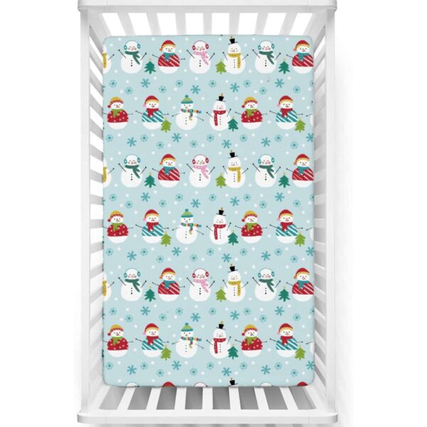 Baby Crib Fitted Bed Sheets for Cot Bed Sheets for Newborn Baby Crib Mattress Deep Pocket All Round Elastic Fitted Crib Sheet for Baby Size 132 cm x 71 cm Crib Sheets - 28"x52" Starry-Snowmen