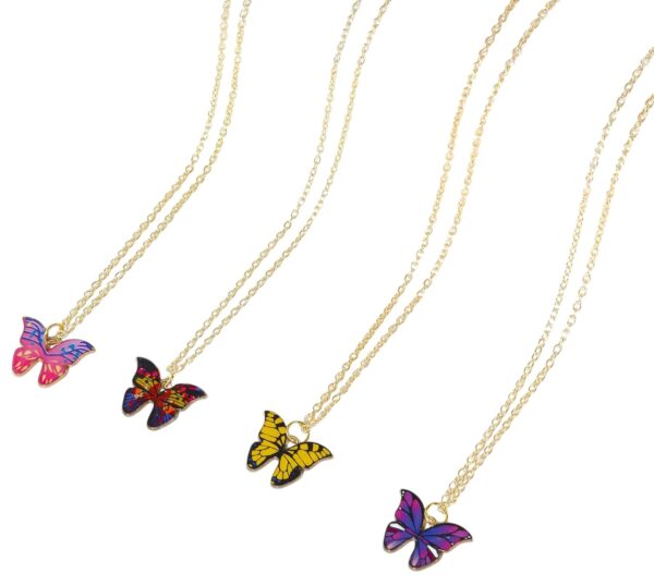 STYOLLO Latest Butterfly Pendant Necklace Jewellery For Women & Girls | Stylish Girls' Chains Golden Pendant For Gift | Beautiful Women's Necklaces | Occasion, Birthday, Everyday Accessory-Set of 4