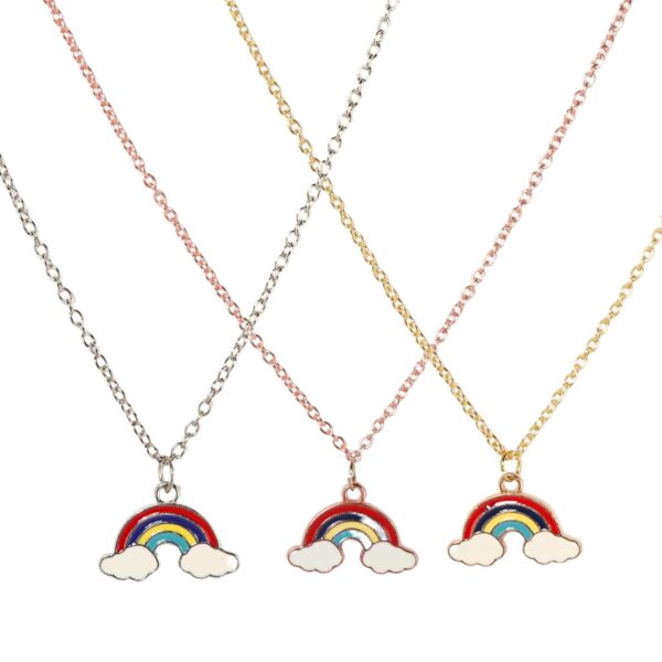 STYOLLO Rainbow & Cloud Pendant Chain Necklace Set For Women & Girls | Stylish Girls' Chains & Necklaces | Trendy Women's Necklaces For Occasion, Valentine's Gift, Everyday Neck Accessory- Set of 3