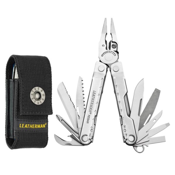 Leatherman Rebar Stainless Steel Full Size Multitool | Closed Length: 10.16 cm | 17 in 1 Functional Tools with Nylon Sheath | Weight: 189.94 g, Width: 2.99 cm 25 Years Warranty | DYI