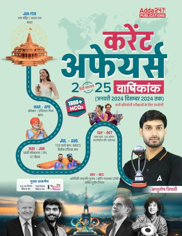 Current Affairs Yearly 2025 | करेंट अफेयर्स वार्षिकी 2024 -2025 | January'24 to December '24 for SSC | Railway | Bank | Teaching & All Competitive Exams with 1800+ MCQs (Hindi Printed Edition) by Ashutosh Tripathi